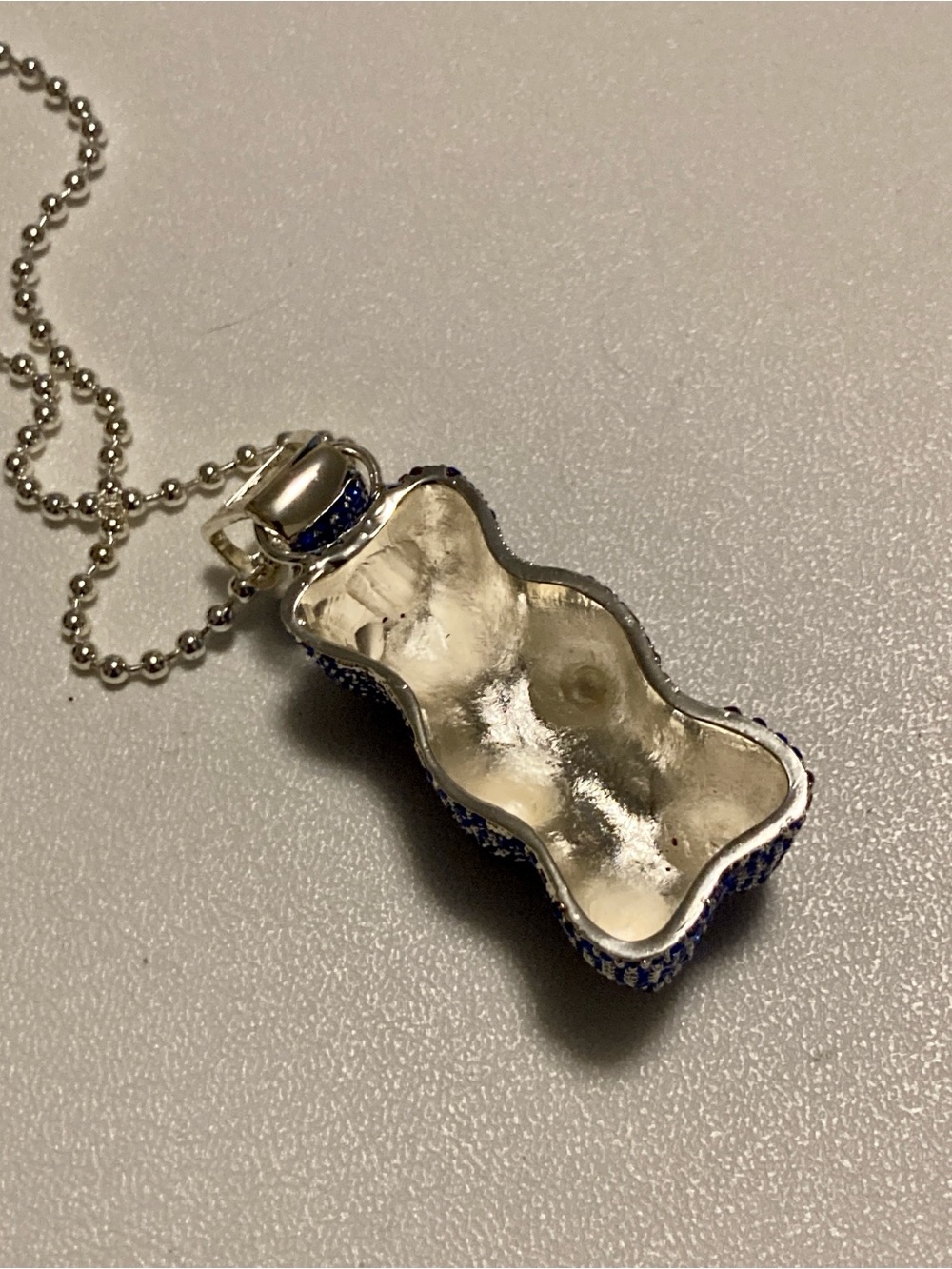 Blue Crystal Gummy Bear Pendant Necklace - Picture 2 of 2